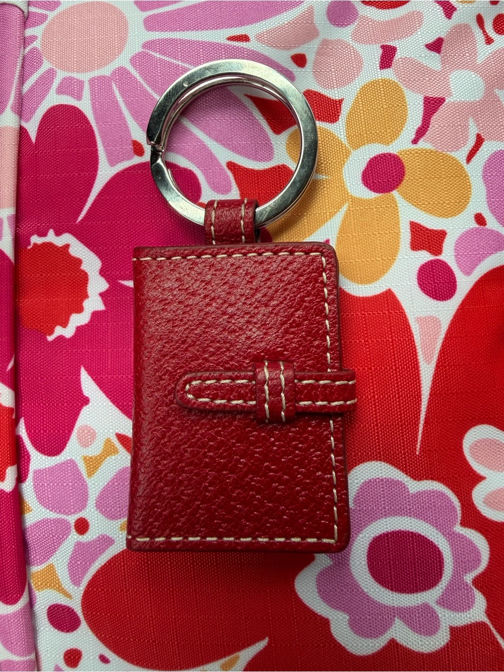 Coach Red Leather Key Ring Card Holder